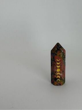 Unakite Tower • Moon Phase Engraved Crystal • Heart Chakra Stone